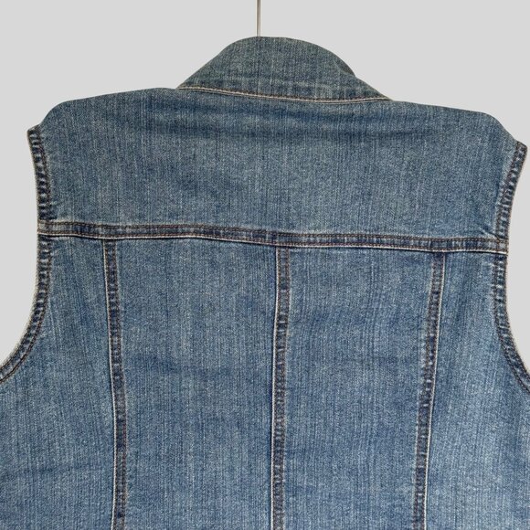 Charter Club  Size PP Vest Jacket Denim Sleeveless Button Front & Flap Pockets - Picture 7 of 9